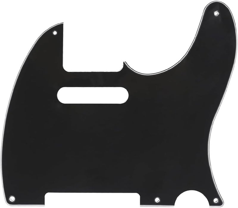 ROZILO Black 3 Ply 5 Hole Vintage Guitar Tele Pickguard for USA/Mexican Made Fender Standard Telecaster Style - Image 1